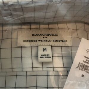 Banana Republic White Grid Pattern Shirt